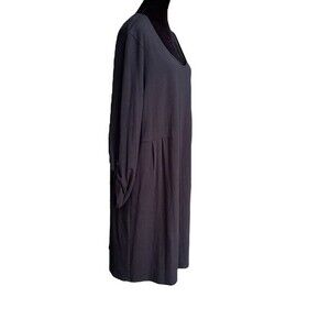 J. JILL DRESS SIZE XL BLACK COTTON STRETCH LONG SLEEVE ROLL CUFF